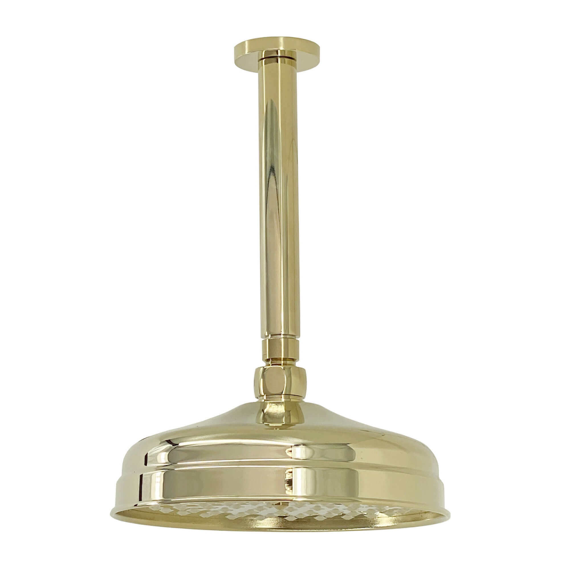 Buy Traditional Ceiling Fixed Apron Brass Shower Head 8" With 180mm Ceiling Shower Arm - Gold Online UK | HOUSE OF ENKI